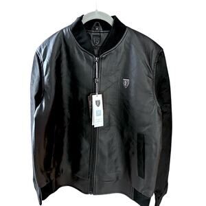 NWT FERRARI F - COLLECTION black leather and suede men's jacket ITALY EU S